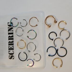 18 Body Jewelry Rings in Scerring Bag